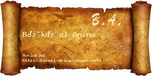 Békési Anina névjegykártya